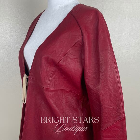 Rare Red Leather Jacket ASO Buffy the Vampire Slayer Tie Front Deadstock Vintage - Picture 11 of 13